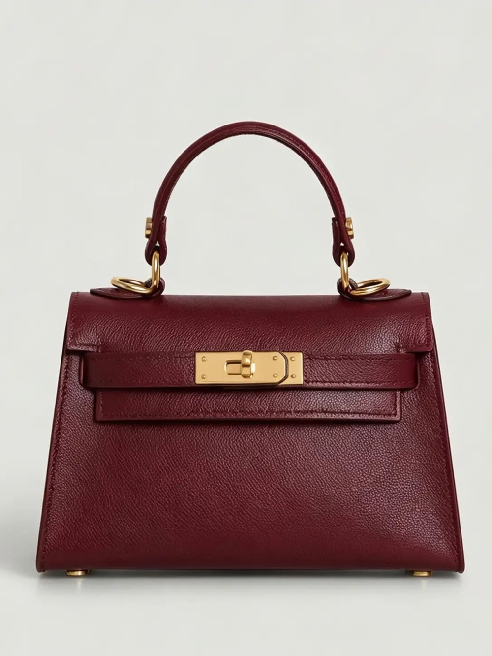 Italy Burgundy Genuine Calf Leather Mini Top Handle Crossbody Bag